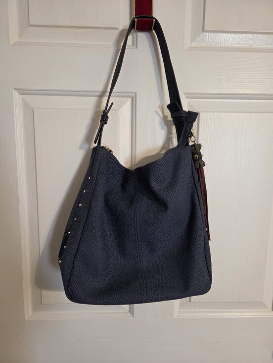 Sondra Roberts Handbags - Sondra Roberts Blue Studded Hobo Bag Peppled Texture